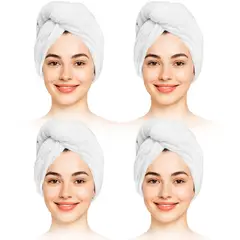 ENERGY PLUS - Set x4 Toalla Turbante para Cabello Algodón Ultra Absorbente