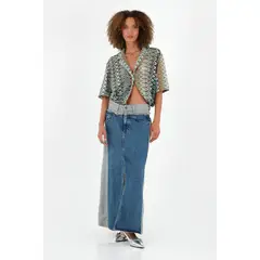 TENNIS - Camisa estampada tipo bowling para mujer