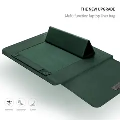 GENERICO - Funda para Portátil Multiusos en Cuero Vegano Premium Verde