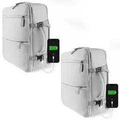 ENERGY PLUS - Set x2 Morral de Viaje 40L Puerto USB Zapatero Apertura 180