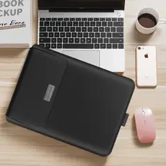 GENERICO - Funda para Portátil Multiusos en Cuero Vegano Premium Negro