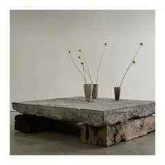 22 GRADOS DECORACION - Mesas de Centro Amanda Concreto y Madera Rustico 100x100cm