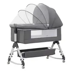 KIDSHOP - Cuna Colecho Mosquitero Mecedora Gris M-618P