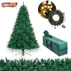 EVERGREEN - Árbol navidad clásico 210 cm 800 ramas Combo luces y estuche 2025