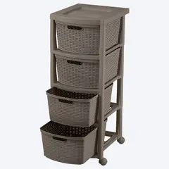 RIMAX - Cajonero Apariencia Rattan 4 Gavetas Altas Mocca 9835