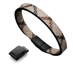 GENERAL - Manilla Pulsera Para Hombre Cuero Lineas Broche Magnético