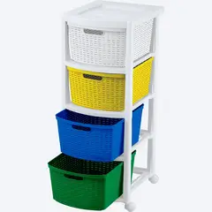 RIMAX - Cajonero Apariencia Rattan 4 Gavetas Aventure Niño 14006