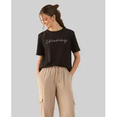 ESPRIT - Camiseta Mujer Estampada Diseño Palabra