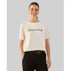 ESPRIT - Camiseta Mujer Estampada Diseño Palabra