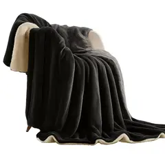 GENERICO - Cobija Sherpa Ovejera Premium Cama King 240x260 Gris Oscuro