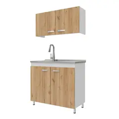 MADERKIT - Cocina Integral con Mesón Freya 1M Izquierda Blanco Duna