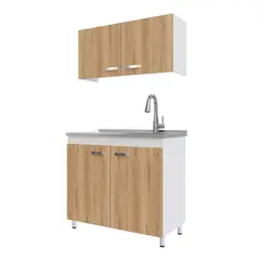 MADERKIT - Cocina Integral con Mesón Freya 1M Derecha Blanco Duna
