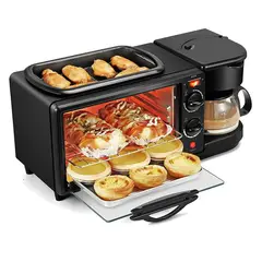SOKANY - Máquina desayuno 3 en 1 cafetera + horno +parrilla