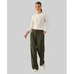 ESPRIT - Pantalón para Mujer Tela Fuida y Elástico