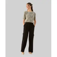 ESPRIT - Pantalón para Mujer Tela Fuida y Elástico