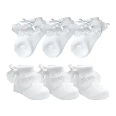 MUNDO BEBE - Medias Blancas Con Encaje Elegantes bebe x3 Niña