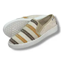 XIAN SHOES - Mocasin mujer trenza beige m409
