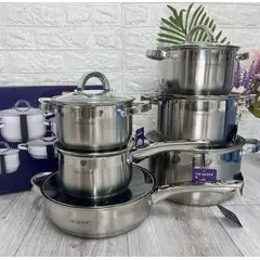 GENERICO - Batería de ollas en acero quirúrgico para cocina 12 piezas