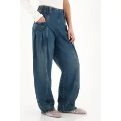 TOPMARK - Jean Balloon de pretina elástica azul para mujer