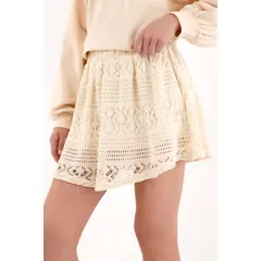 TOPMARK - Falda corta tejida crudo para mujer