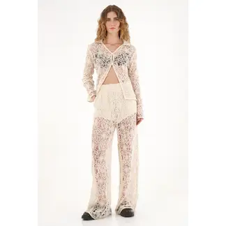 TENNIS - Pantalón Wide Leg en encaje crudo para mujer