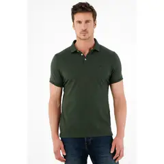 TENNIS - Polo verde cuello tejido para hombre