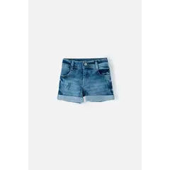 LITTLEMIC - Short denim azul para niña 2T a 5T