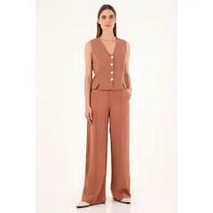 TENNIS - Pantalón Wide Leg café para mujer
