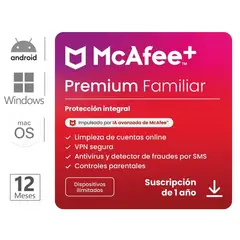 MCAFEE - Antivirus Premium Familia Disp Ilimitados 1 Año ESD