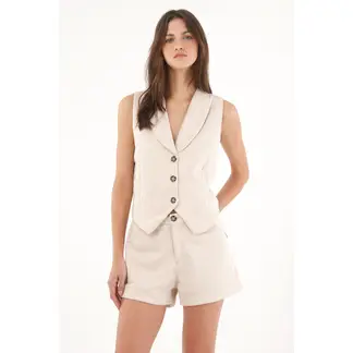 TENNIS - Chaleco en tela suede crudo para mujer