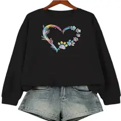 100 - Sueter Negro Con Corazon Multicolor