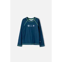 MIC - Camiseta de baño azul oscura manga larga para niño