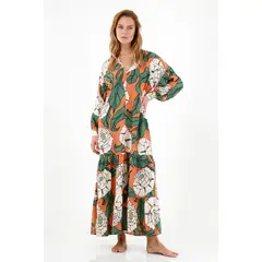 TOPMARK - Vestido manga larga estampado para mujer