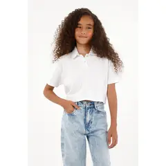 TENNIS - Camiseta tipo polo blanca para niña