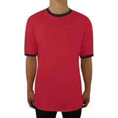 FUERA DEL MOLDE - Camiseta Clásica Básica Premium Bicolor Unisex Rojo Negro