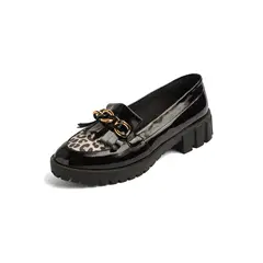 SEVENTEEN - ZAPATO NEGRO CON APLIQUE ANIMAL PRINT Y HERRAJE COMBINADO CORANNY