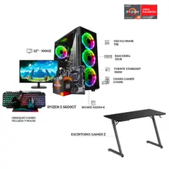 AMD - COMPUTADOR GAMER RYZEN 5 5600GT RAM 32GB SSD 1TB + MONITOR 22" FHD + ESCRITORIO