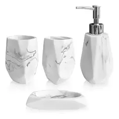 INNOVA - Organizador De Baño 4 Piezas De Lujo Con Dispensador De Jabón Blanco