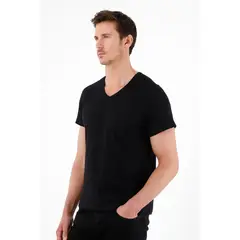 TENNIS - Camiseta negra cuello en V para hombre