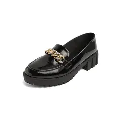 SEVENTEEN - ZAPATO NEGRO CHAROL CON HERRAJE DORADO CYEL