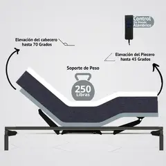 GENERICO - Cama Eléctrica Ajustable EasyBed Medida 120x200 +Colchón Hybrid ONE