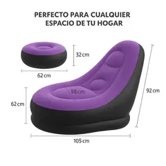 GENERICO - Silla o puff inflable con posapies - Morado