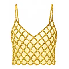 AUTORA BY MEIF RUBIO - Top Dorado con cristales brillantes- Bodychain para festivales