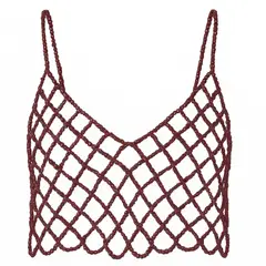 AUTORA BY MEIF RUBIO - Top Cafe con cristales brillantes- Bodychain para festivales