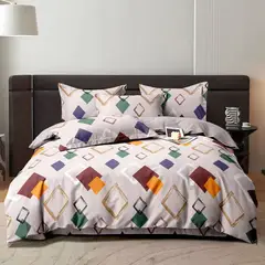 SIRENITAS - Juego de sabanas Cama King Beige Geometrica