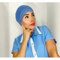 GENERICO - TURBANTE ONCOLOGICO MARCA PELUCAS ROSSY COLOR AZUL