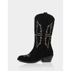 STIVALI - Bota Texana Alada Gamuza Negro