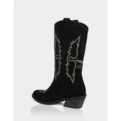 STIVALI - Bota Texana Alada Gamuza Negro