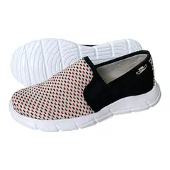 XIAN SHOES - Tenis ultraliviano mujer puntos rojos negros E3105