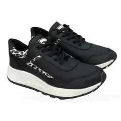 XIAN SHOES - Mocasin cordones mujer negro animal print DM25